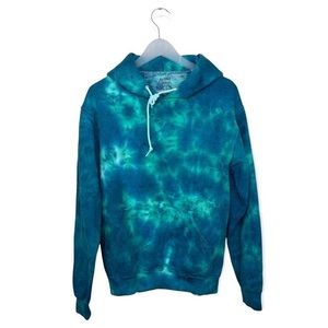 Artist Union Mens Tie-Dye Blue Green Pullover Hoodie